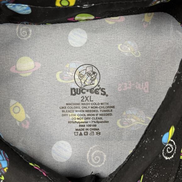 Buc-ees Space Camp Shirt Mens 2XL Black UFO Space Ships Planets Button - Picture 3 of 8